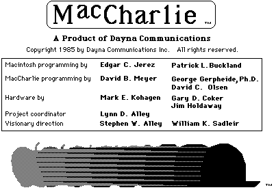 &quot;About MacCharlie&quot; dialog box