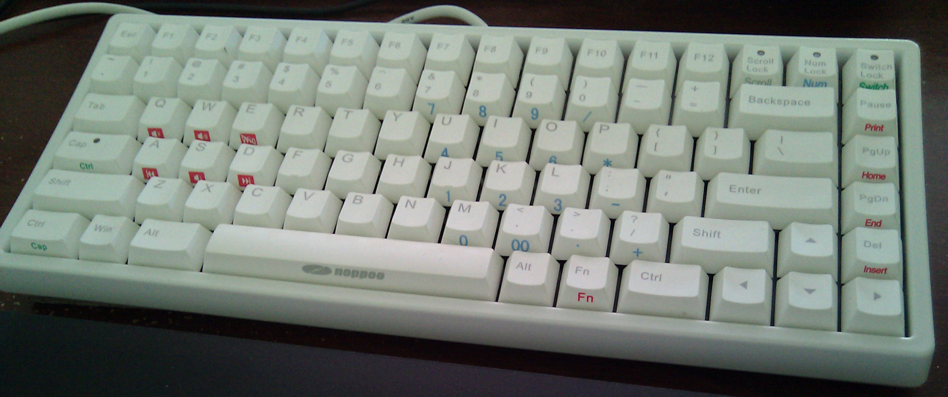 Noppoo White Mini with MX Blue in monitor shade