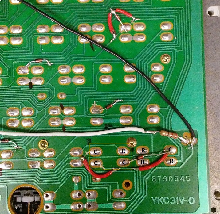 Diode on Left Shift key (black and white wires to Caps Lock LED)