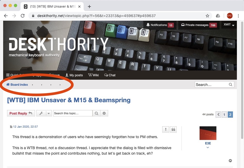What should be the "Board index" path is blank!